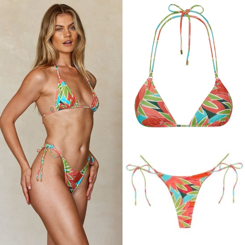MONDAY Swimwear Hanalei Top L & Bottom P NWT Birds of Paradise